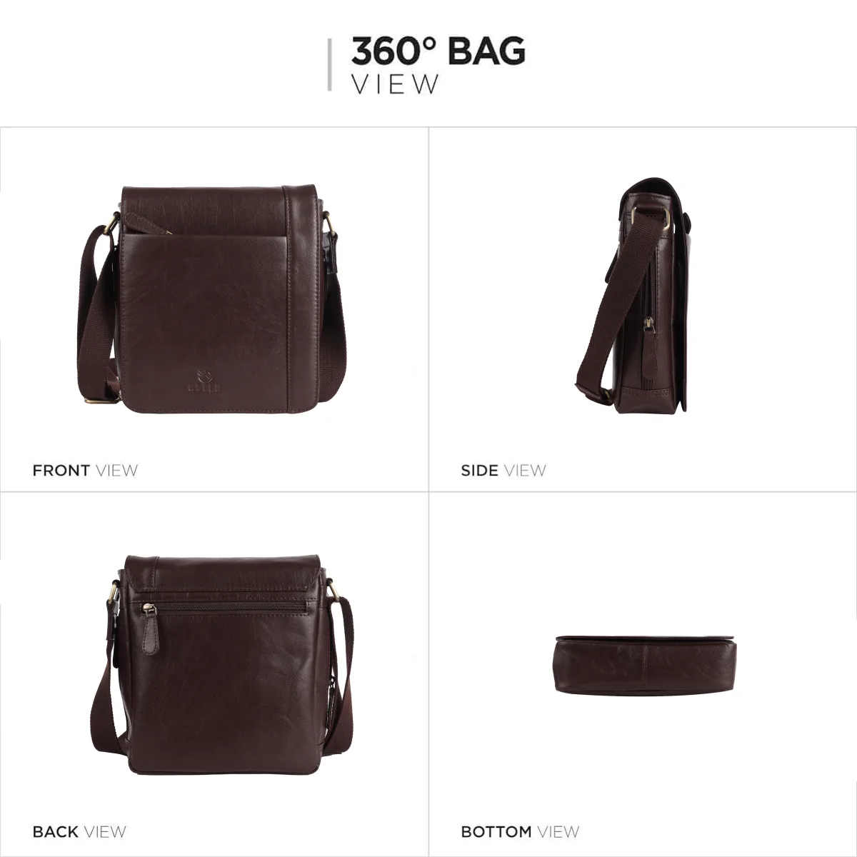 Genuine Leather Sling Bag – Brown (0607), additional view 2