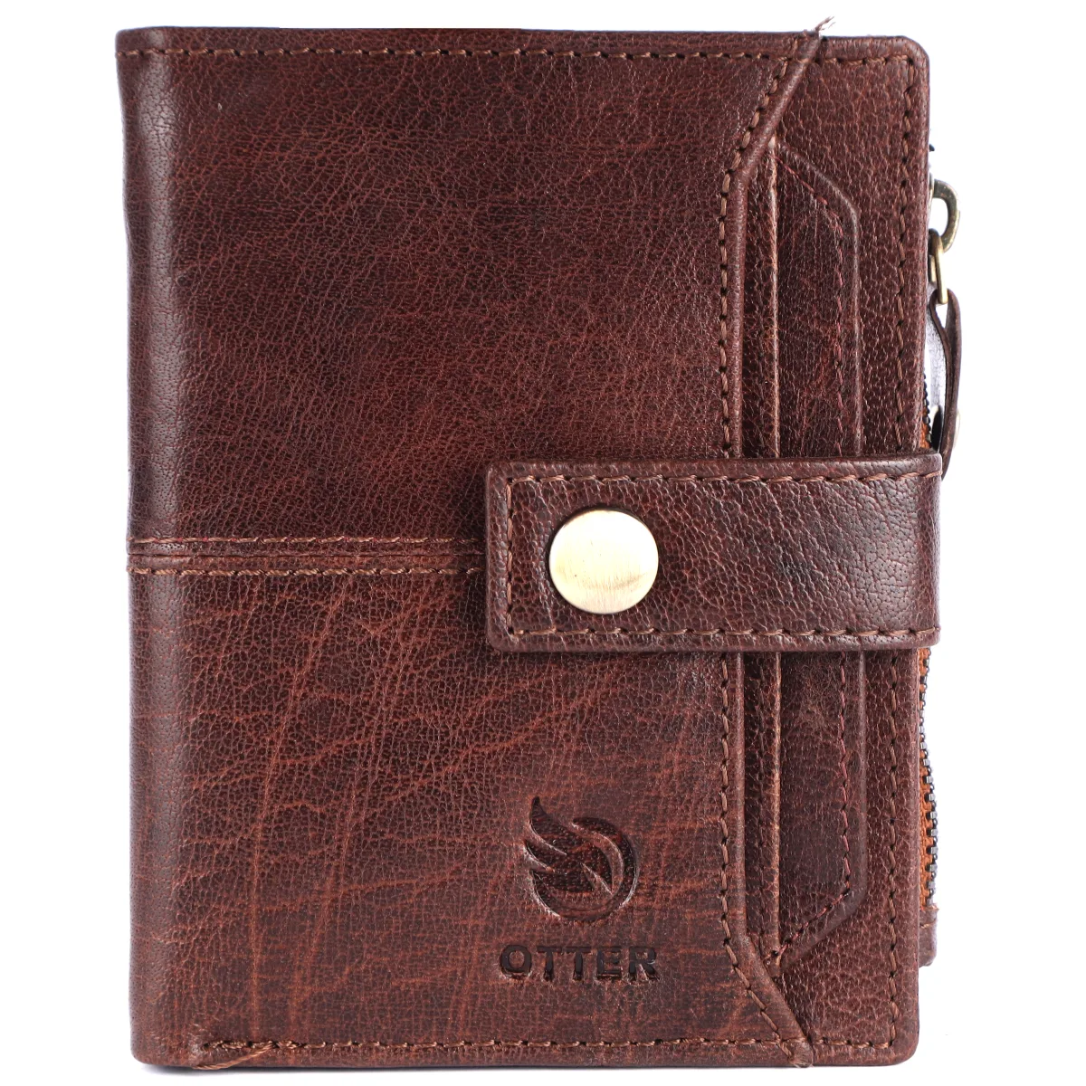 Men's 9-Card Genuine Leather Wallet with Coin Pocket – Brown (2203), additional view 5