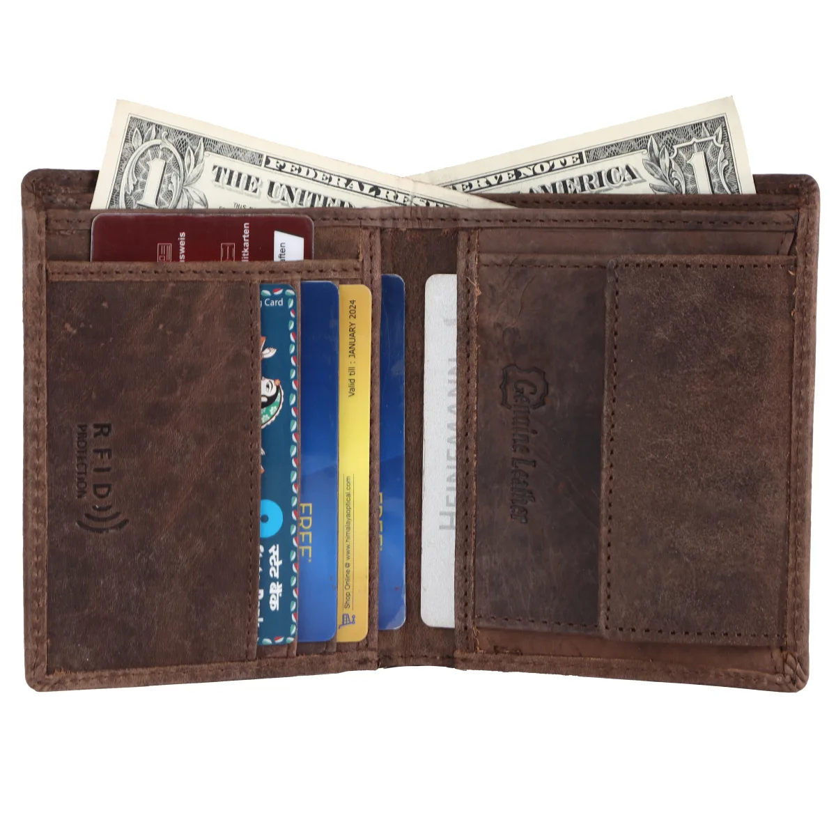 Men's Crocodile-Embossed Genuine Leather Wallet – Brown (2202), additional view 5