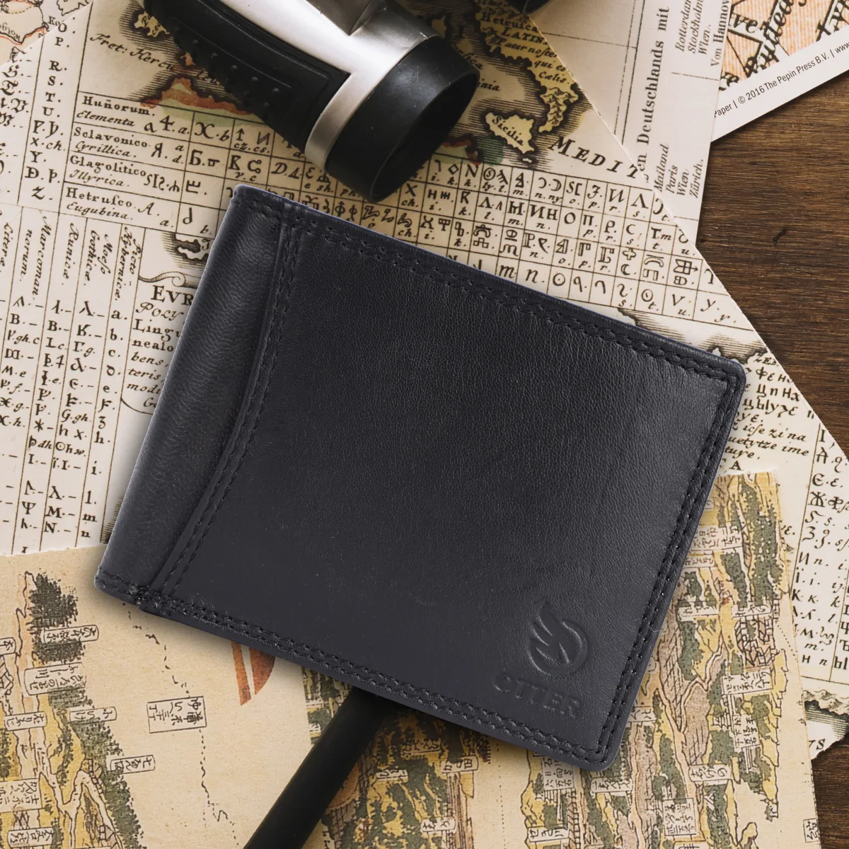 Men's 10-Card Genuine Leather Wallet – Black (2229), additional view 12