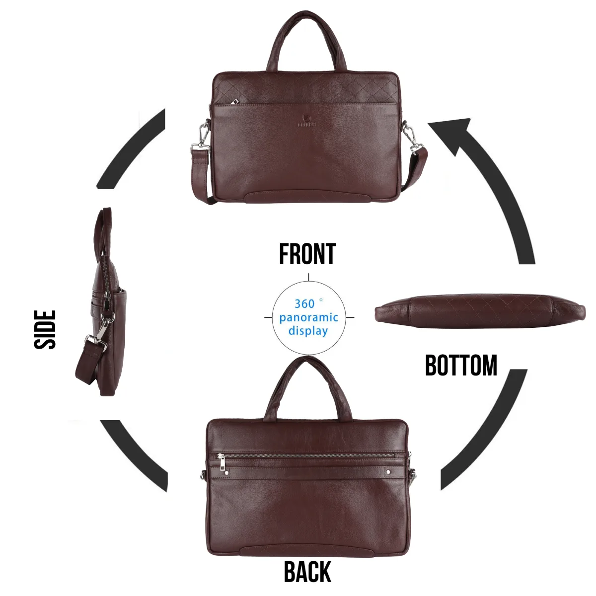Textured Genuine Leather Laptop Bag – Brown (0603), additional view 10