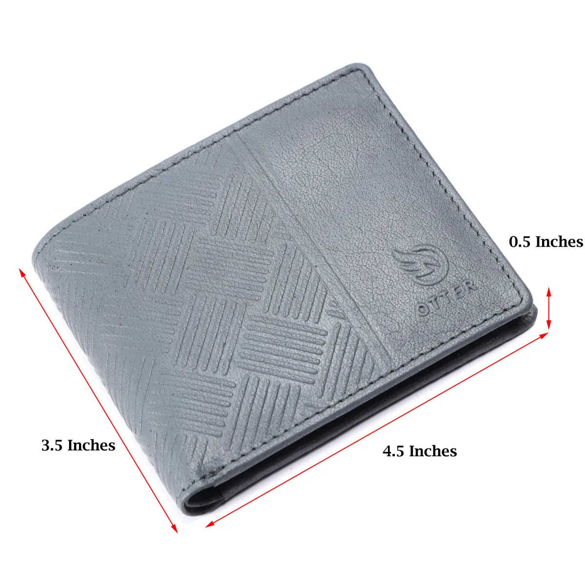 Men's 3-Card Genuine Leather Wallet with Coin Pocket – Grey (2217), additional view 6