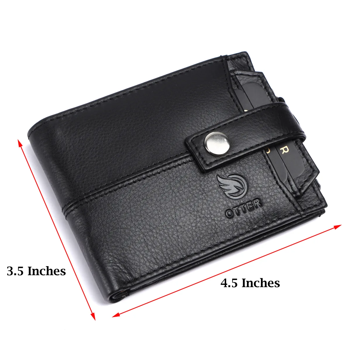 Men's 9-Card Genuine Leather Wallet with Coin Pocket – Black (2225), additional view 6
