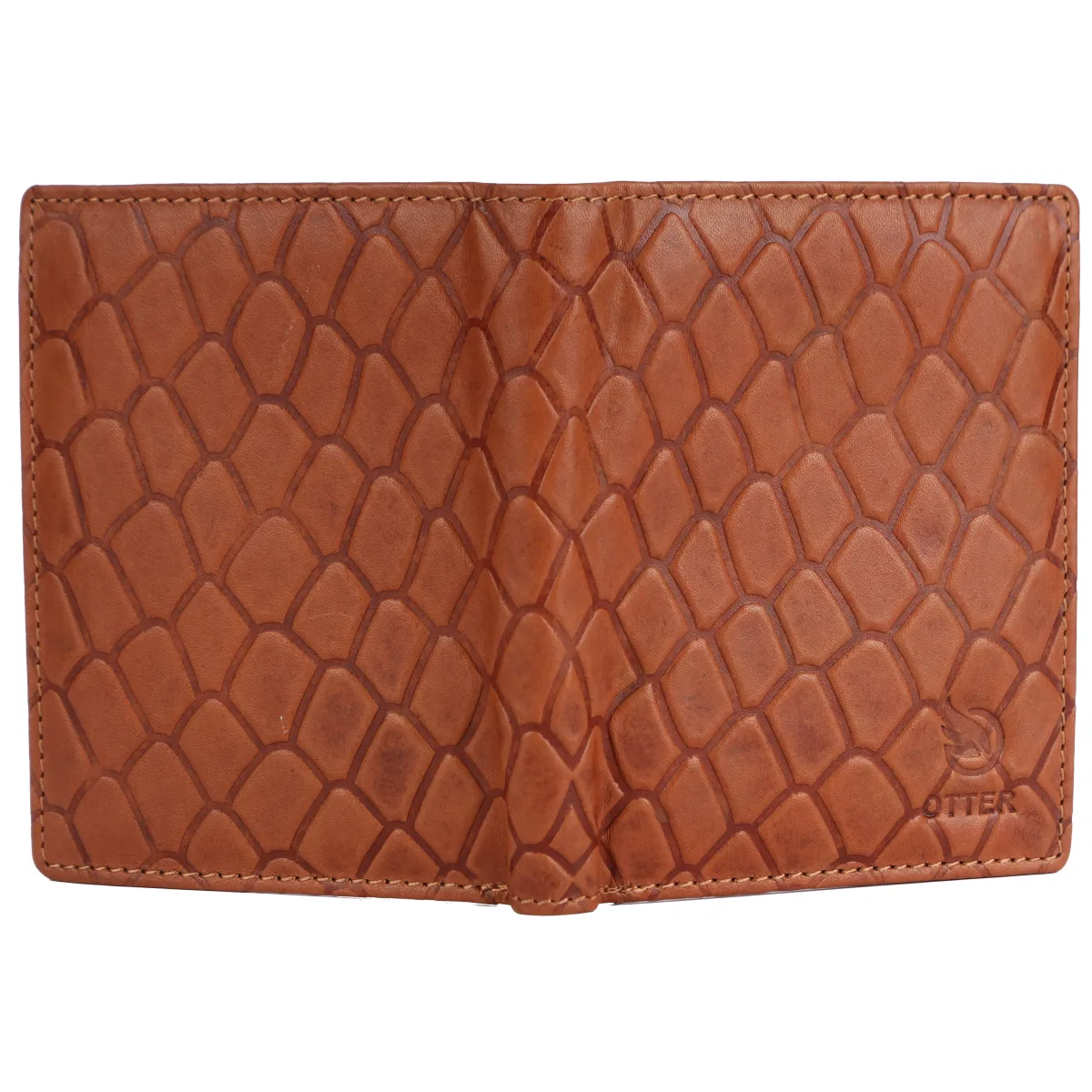 Men's Checkered-Embossed Genuine Leather Wallet – Tan (2201), additional view 6