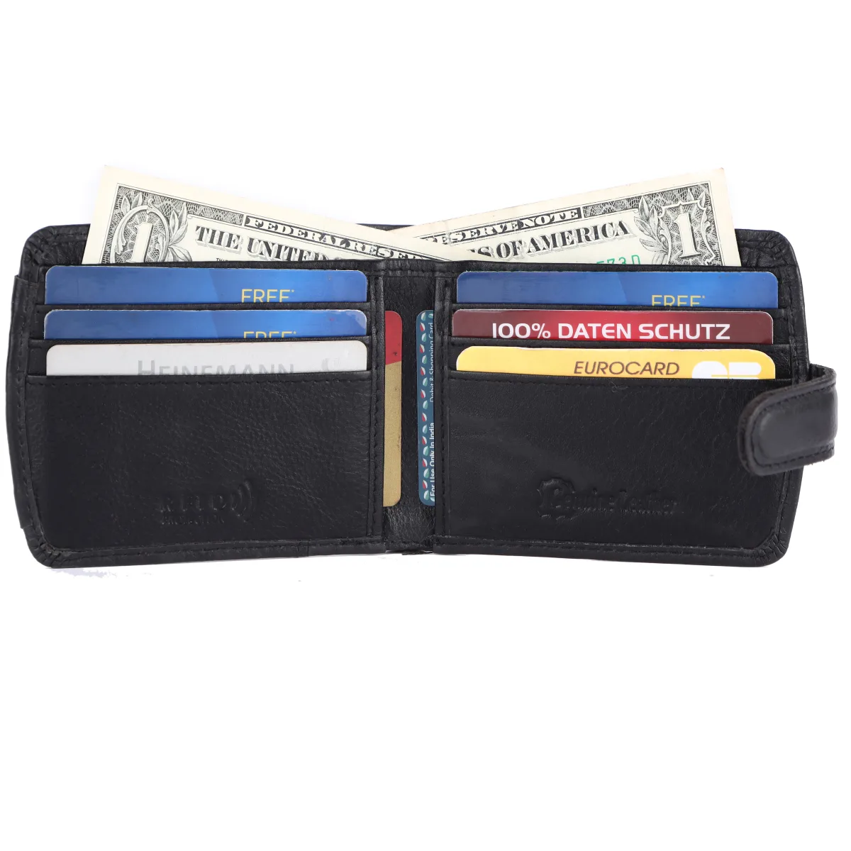 Men's 10-Card Genuine Leather Wallet – Black (2216), additional view 5
