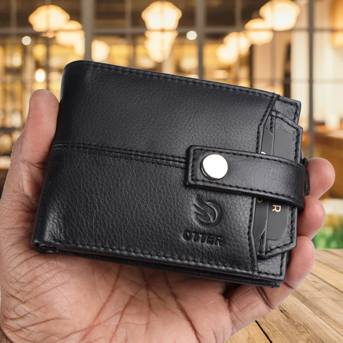 Men's 9-Card Genuine Leather Wallet with Coin Pocket – Black (2225), additional view 12