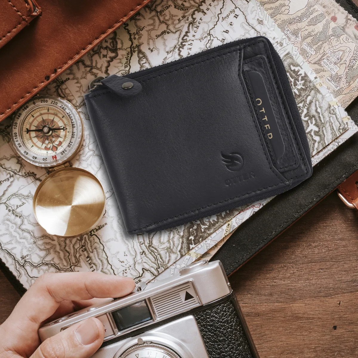 Men's 9-Card Genuine Leather Wallet with Coin Pocket – Black (2224), additional view 11
