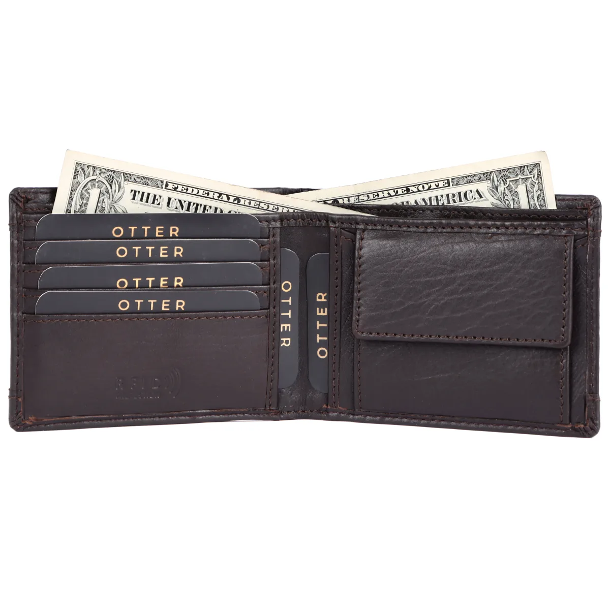 Men's 10-Card Genuine Leather Wallet – Brown (2228)