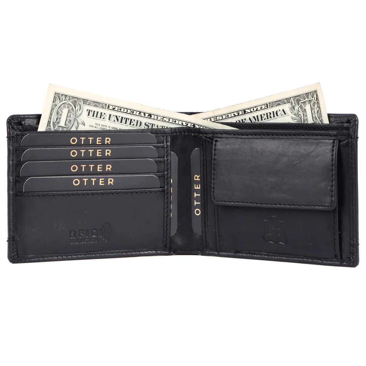 Men's 10-Card Genuine Leather Wallet – Black (2228), additional view 10