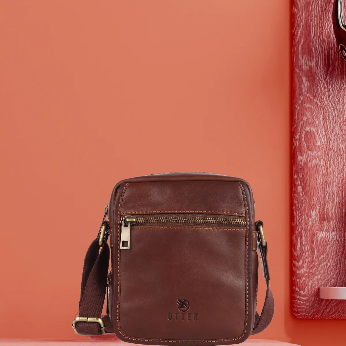 Genuine Leather Sling Bag – Brown (0606), additional view 3
