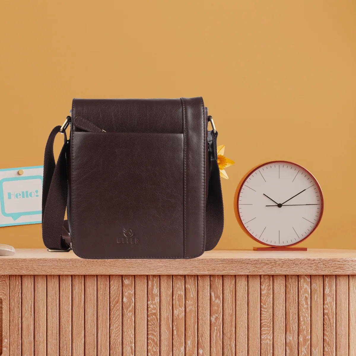 Genuine Leather Sling Bag – Brown (0607), additional view 3
