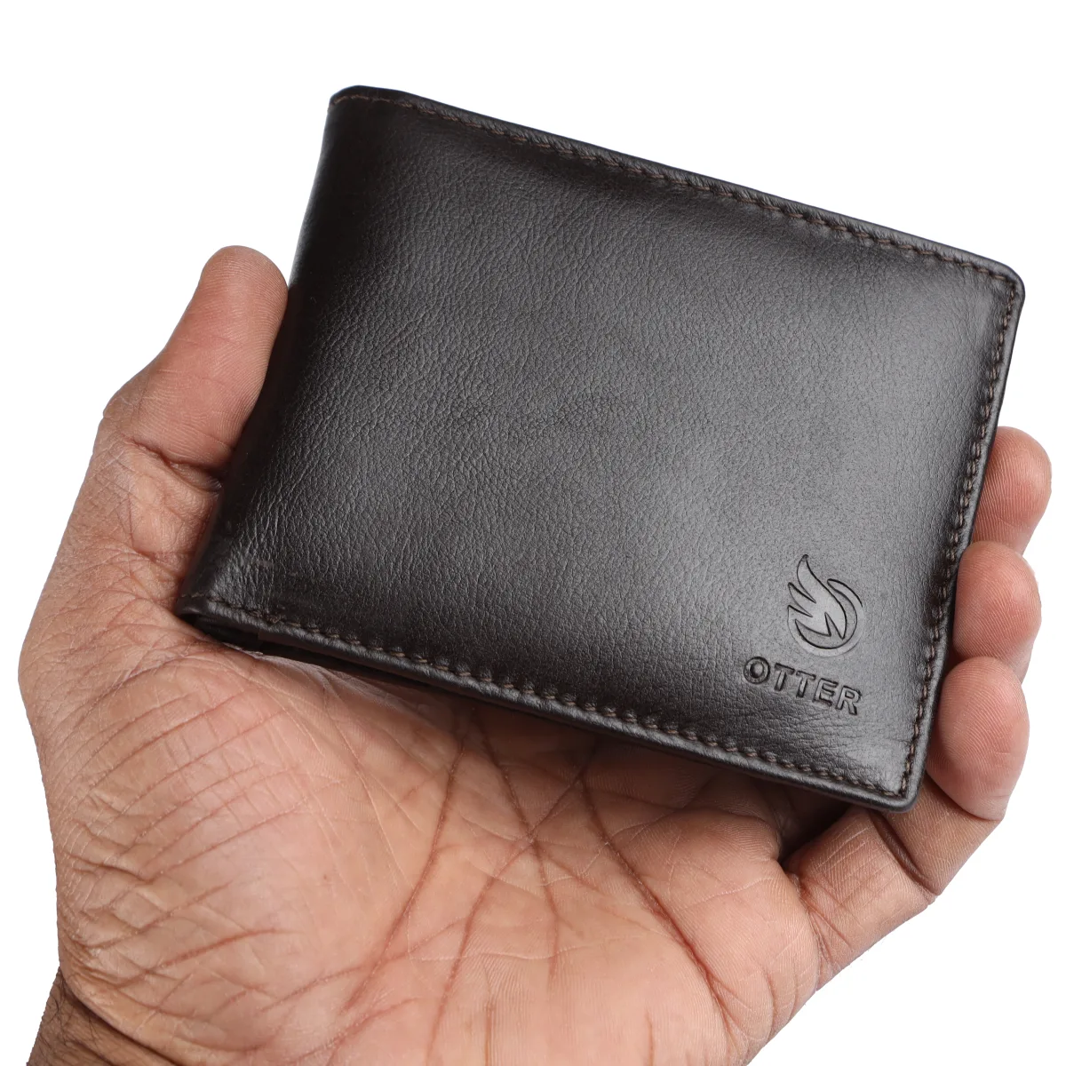 Men's 3-Card Genuine Leather Wallet with Coin Pocket – Brown (2226), additional view 4