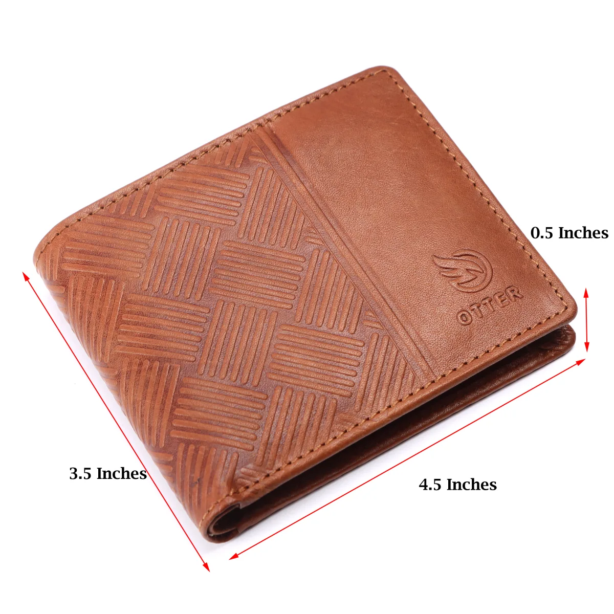 Men's Geometric-Embossed Genuine Leather Wallet – Tan (2220), additional view 6