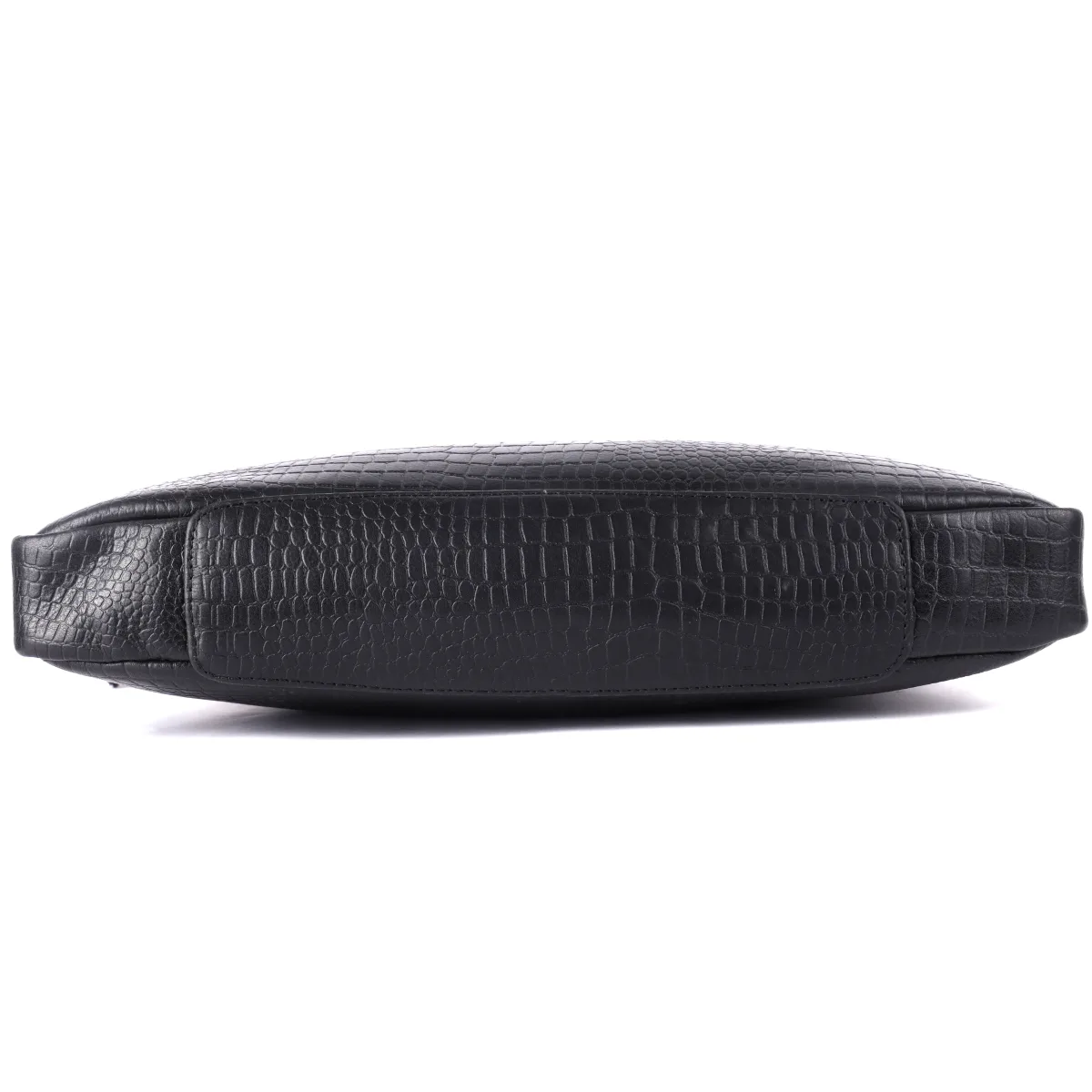Crocodile-Embossed Genuine Leather Laptop Bag – Black (0603), additional view 6
