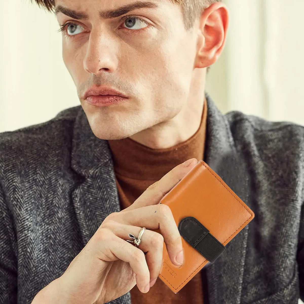 Men's 20-Card Genuine Leather Card Holder – Tan (2221), additional view 10
