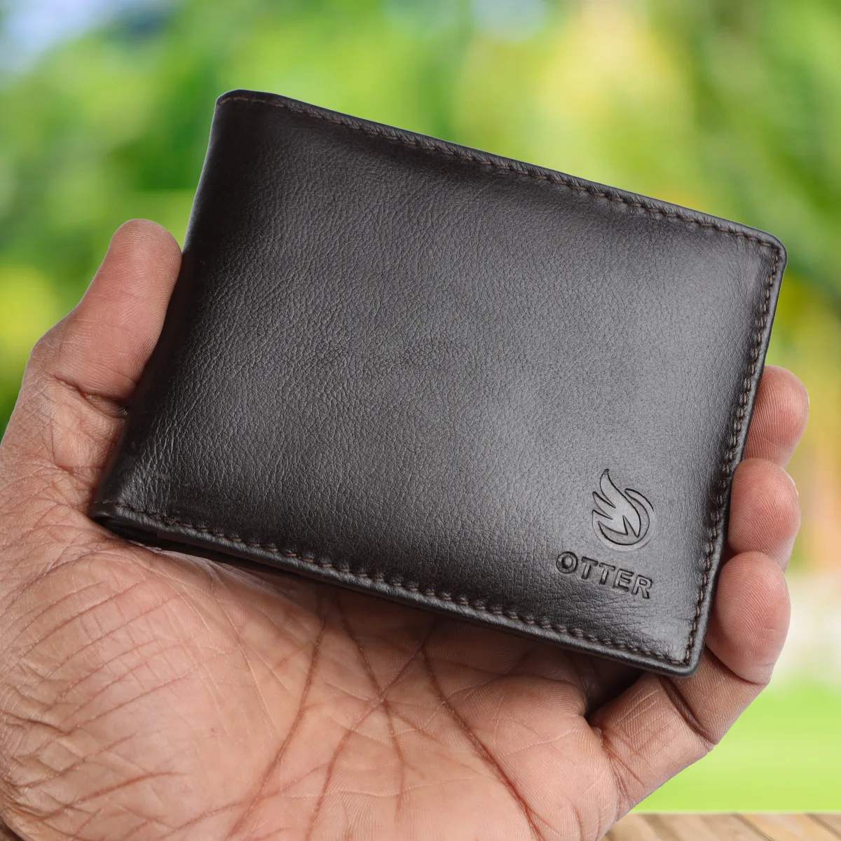 Men's 3-Card Genuine Leather Wallet with Coin Pocket – Brown (2226), additional view 11