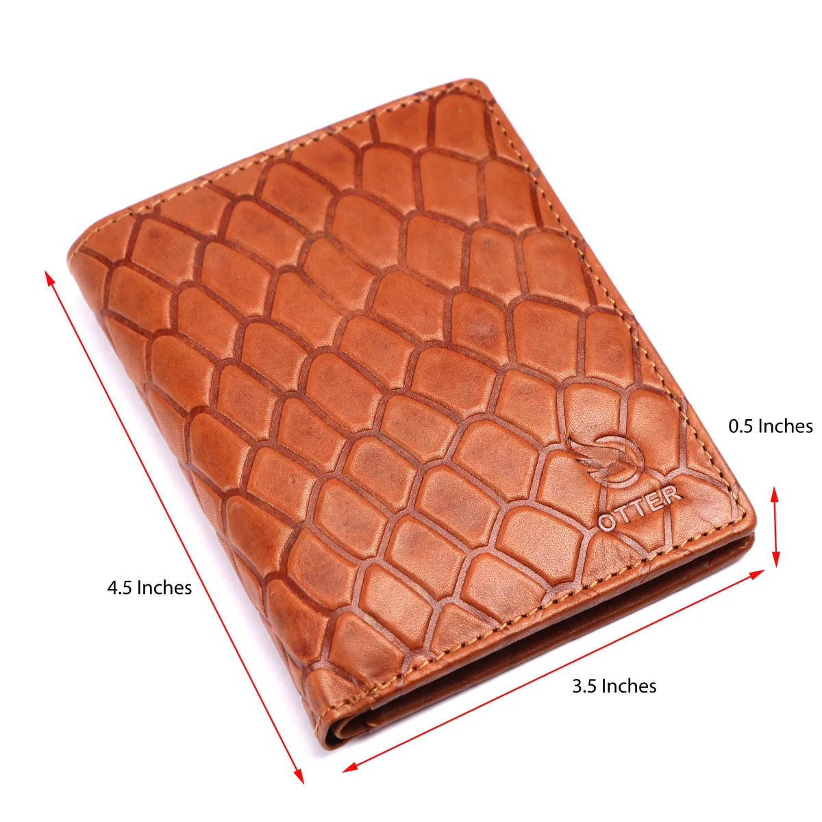 Men's Checkered-Embossed Genuine Leather Wallet – Tan (2201), additional view 2