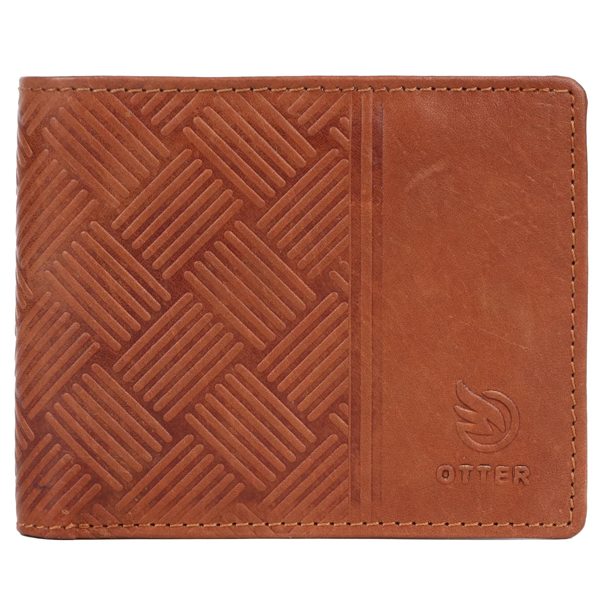 Men's Geometric-Embossed Genuine Leather Wallet – Tan (2220), additional view 3