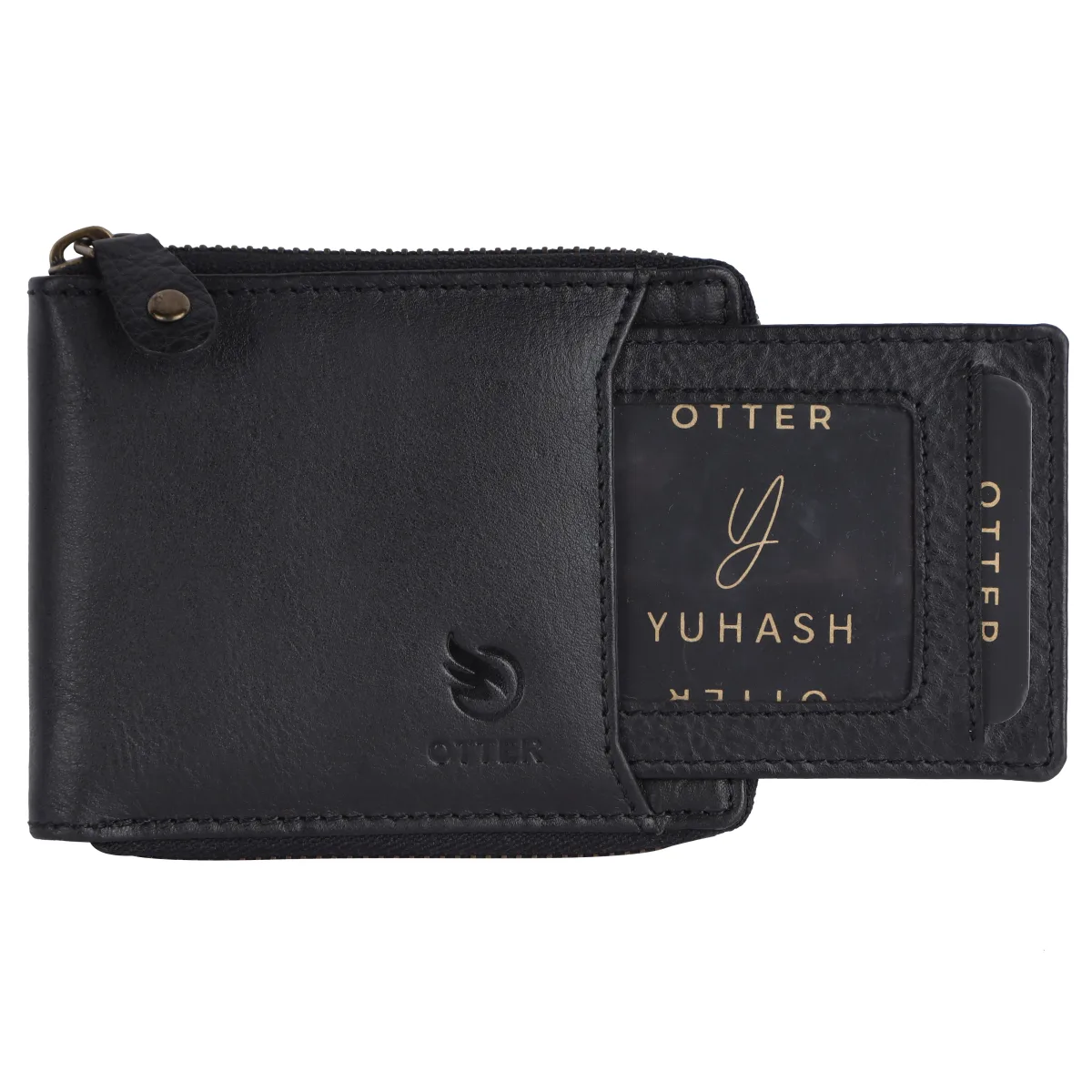 Men's 9-Card Genuine Leather Wallet with Coin Pocket – Black (2224), additional view 4