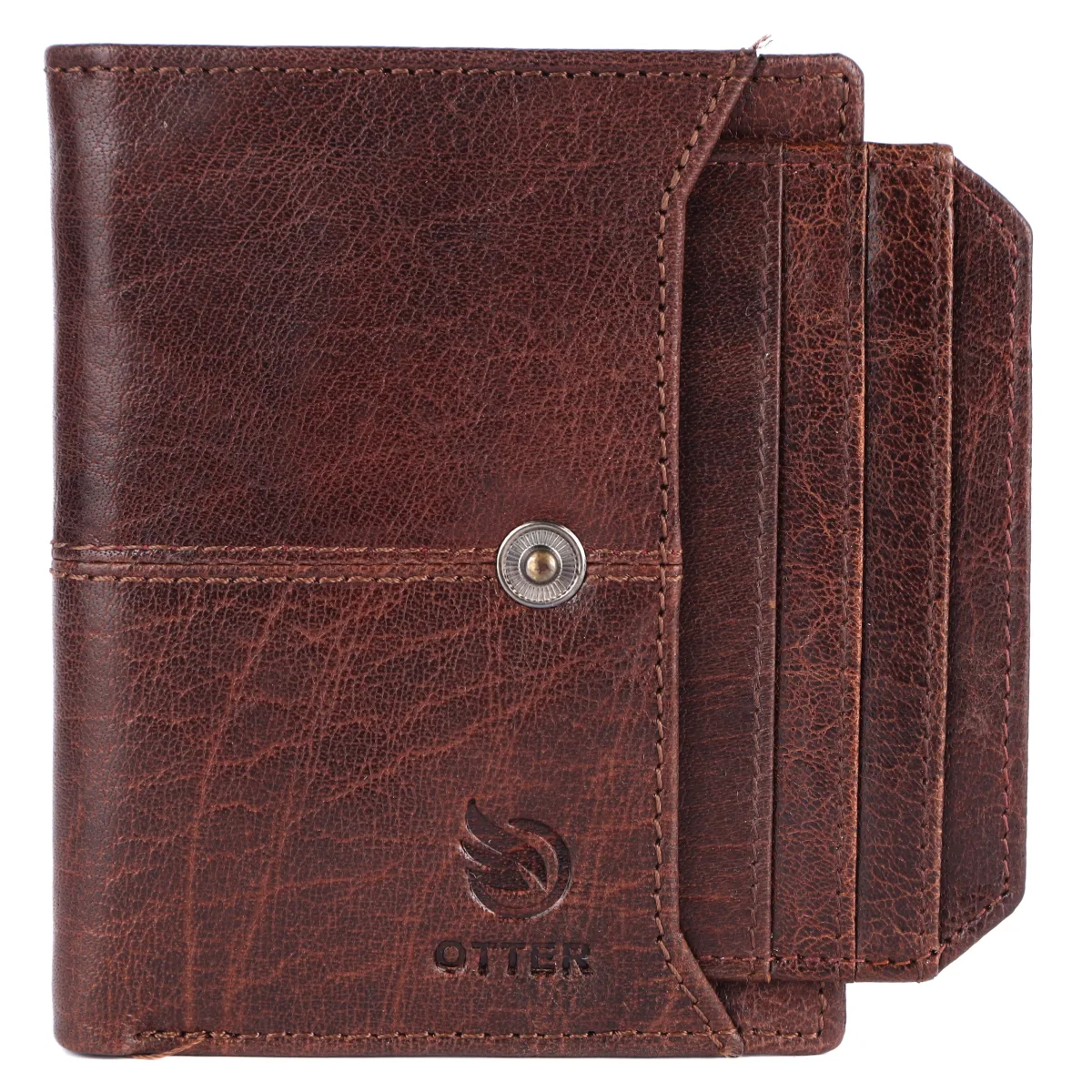 Men's 9-Card Genuine Leather Wallet with Coin Pocket – Brown (2203), additional view 6