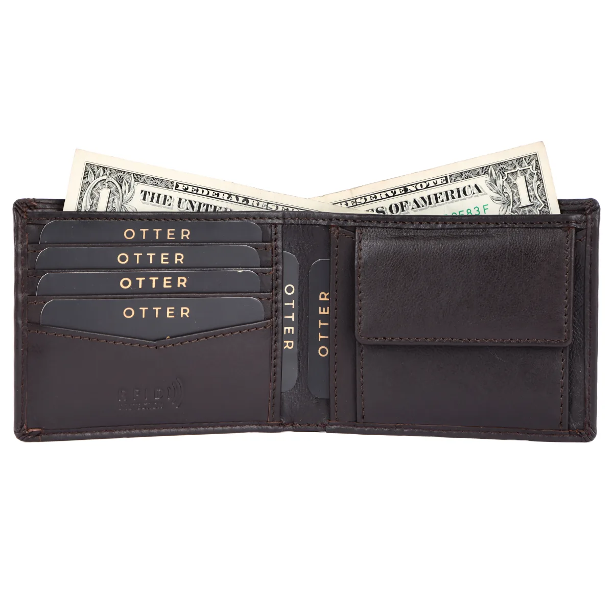 Men's 10-Card Genuine Leather Wallet – Dark Brown (2230), additional view 2