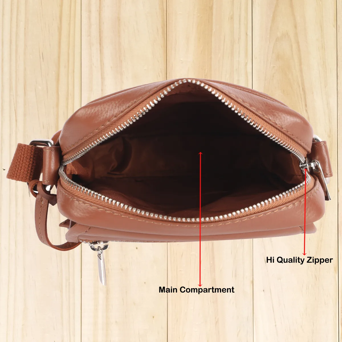 Genuine Leather Sling Bag – Tan (0606), additional view 5