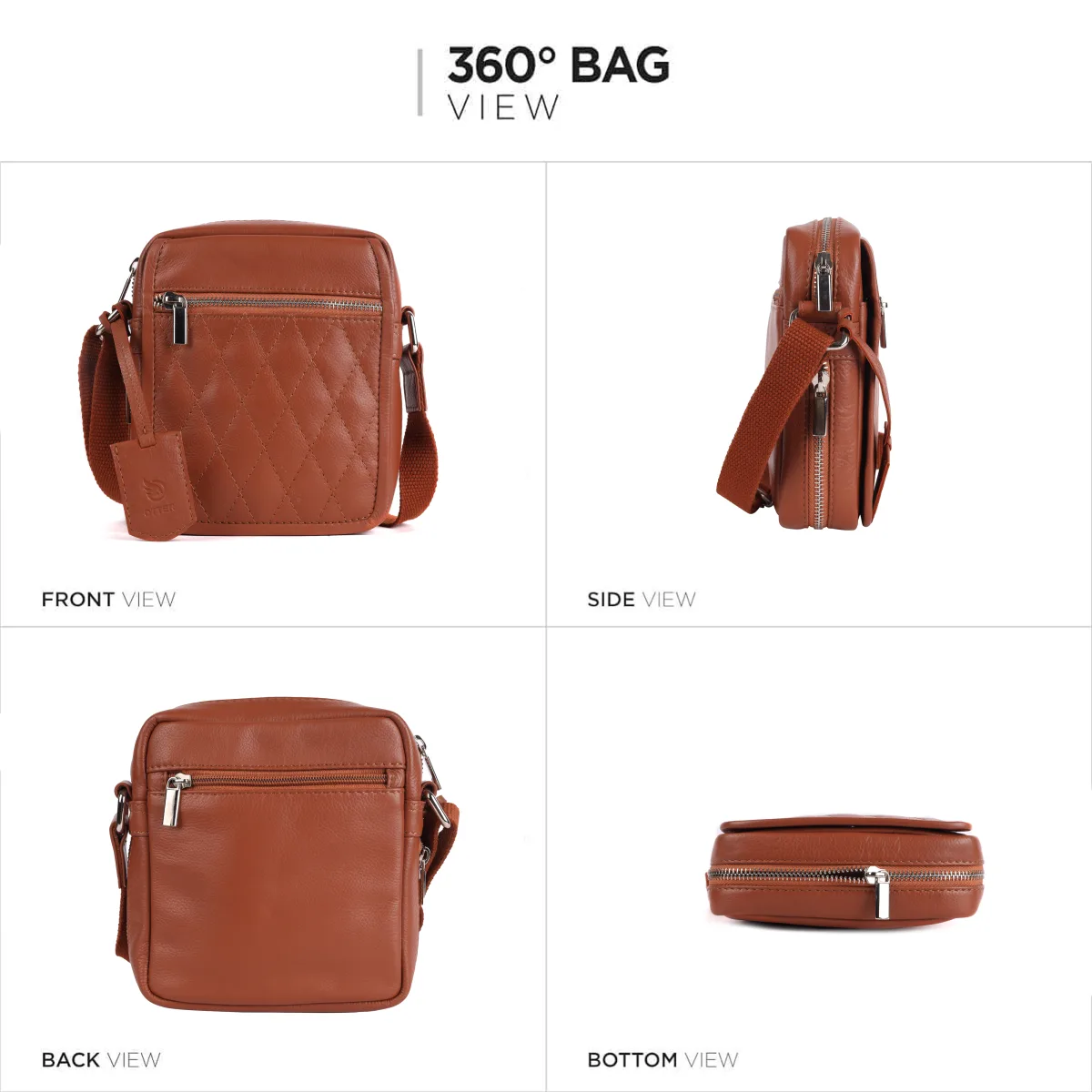Genuine Leather Sling Bag – Tan (0607), additional view 2