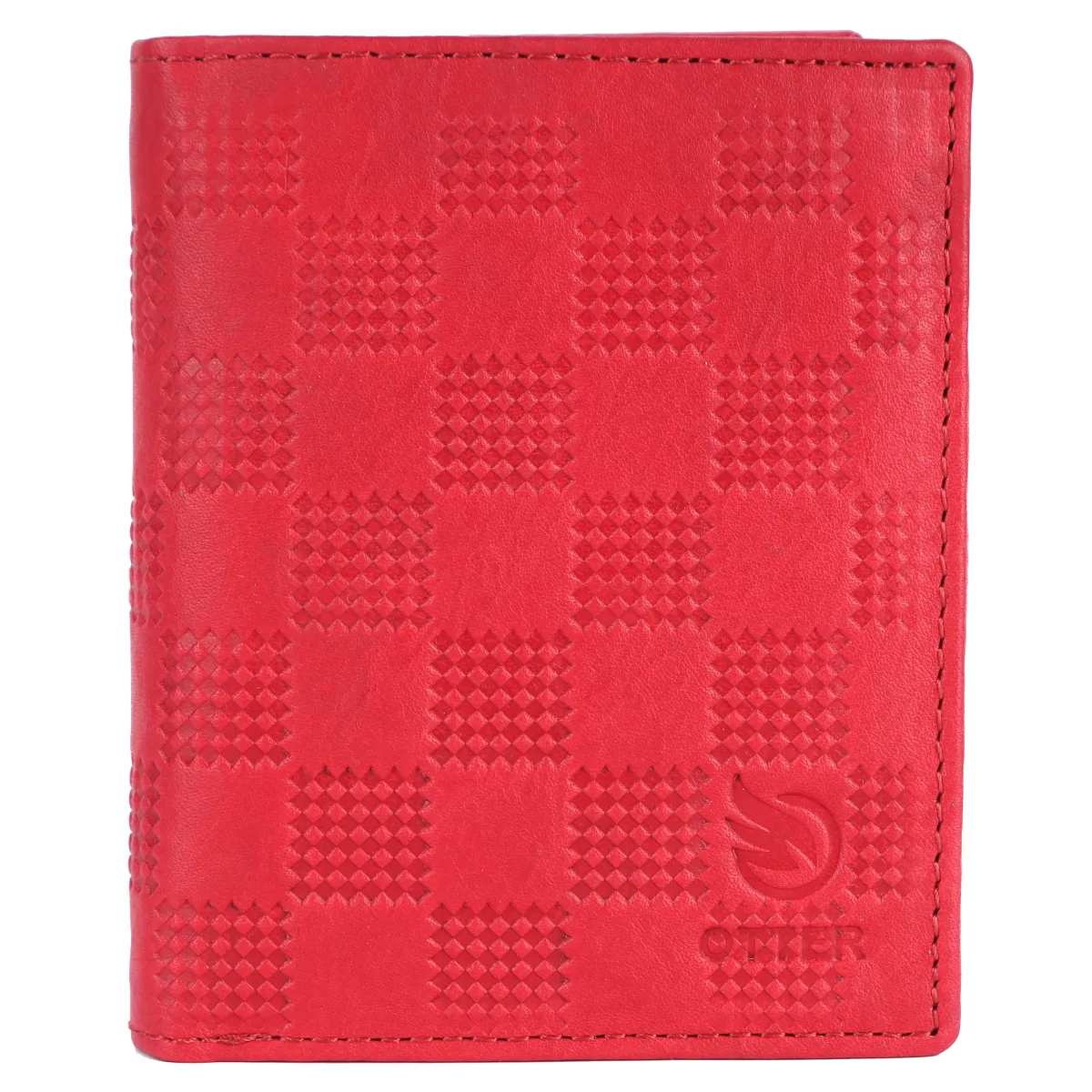 Men's Diamond-Embossed Genuine Leather Wallet – Red (2209), additional view 4