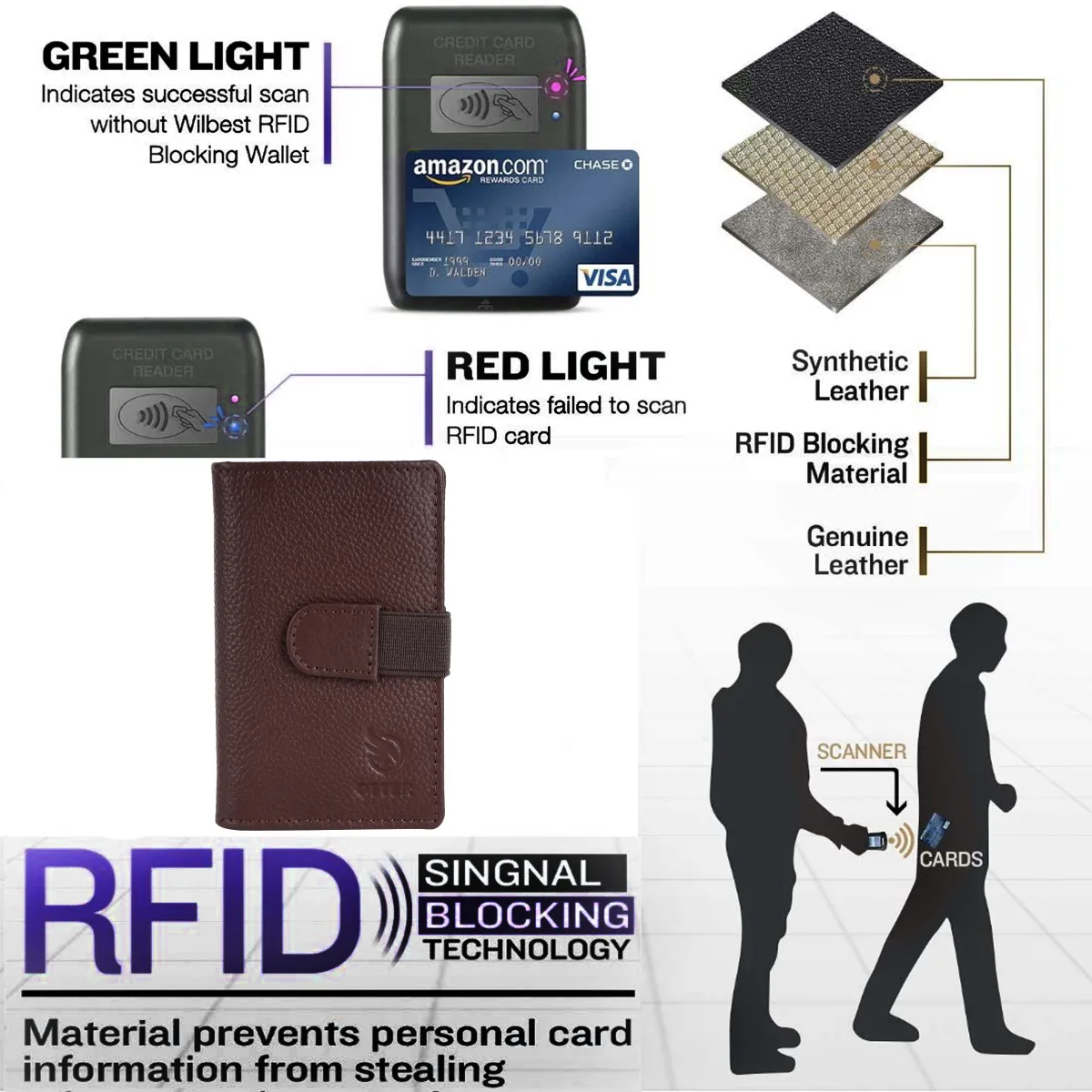 Men's 20-Card Genuine Leather Card Holder – Brown (2221), additional view 8
