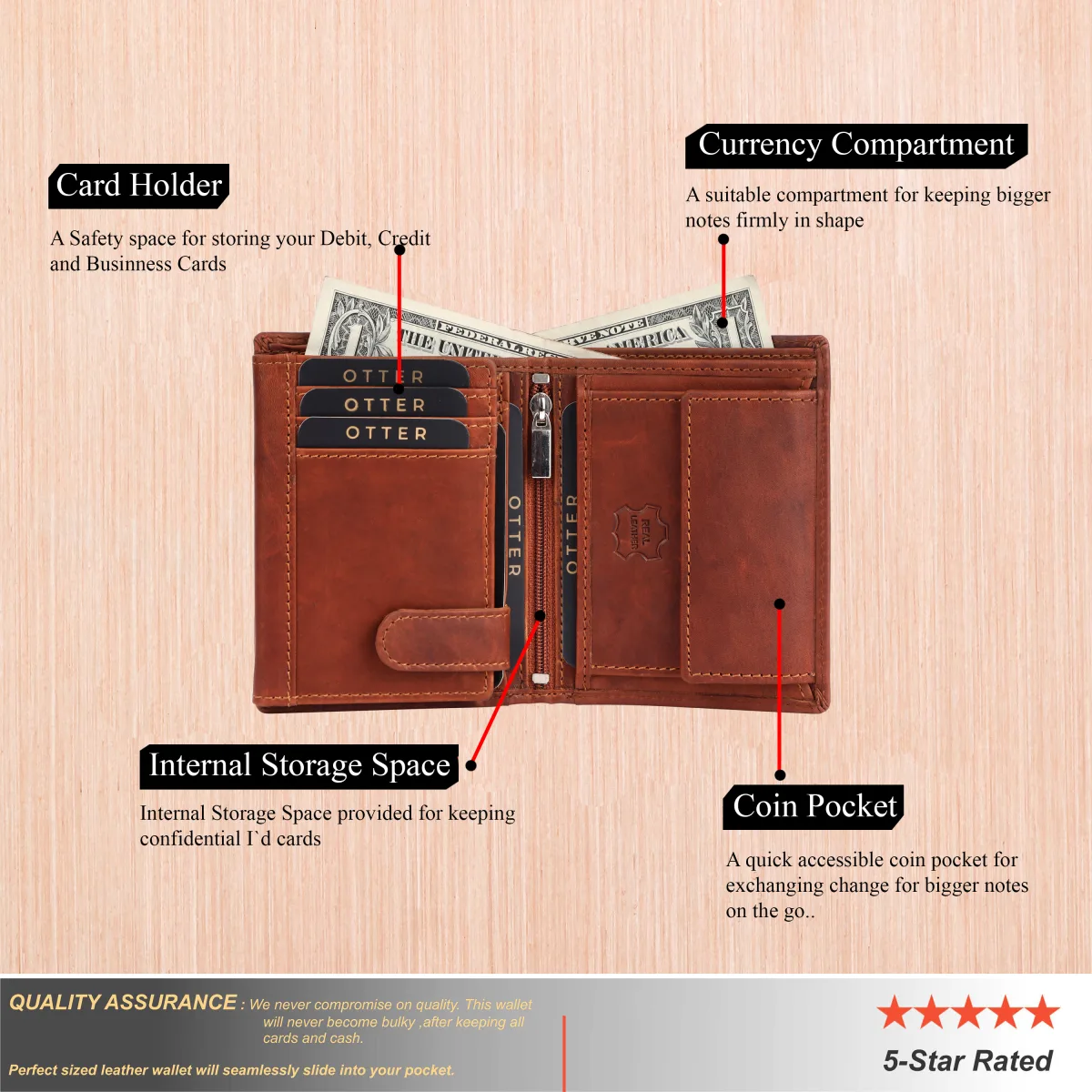 Men's 12-Card Vintage Genuine Leather Wallet – Brown (2234), additional view 12