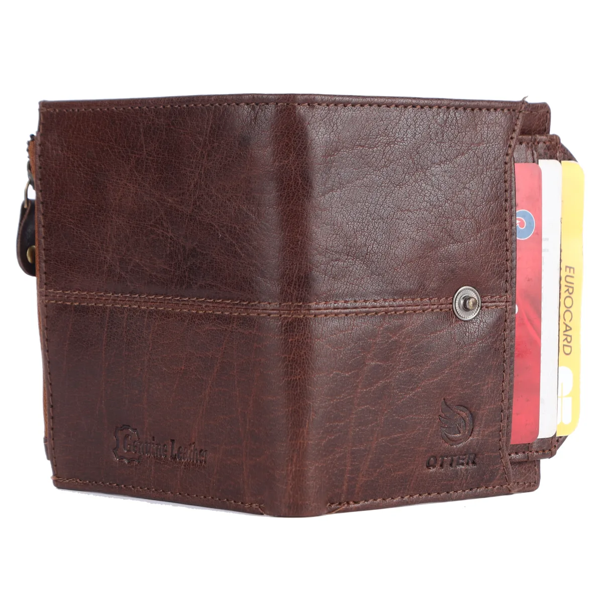 Men's 9-Card Genuine Leather Wallet with Coin Pocket – Brown (2203), additional view 8