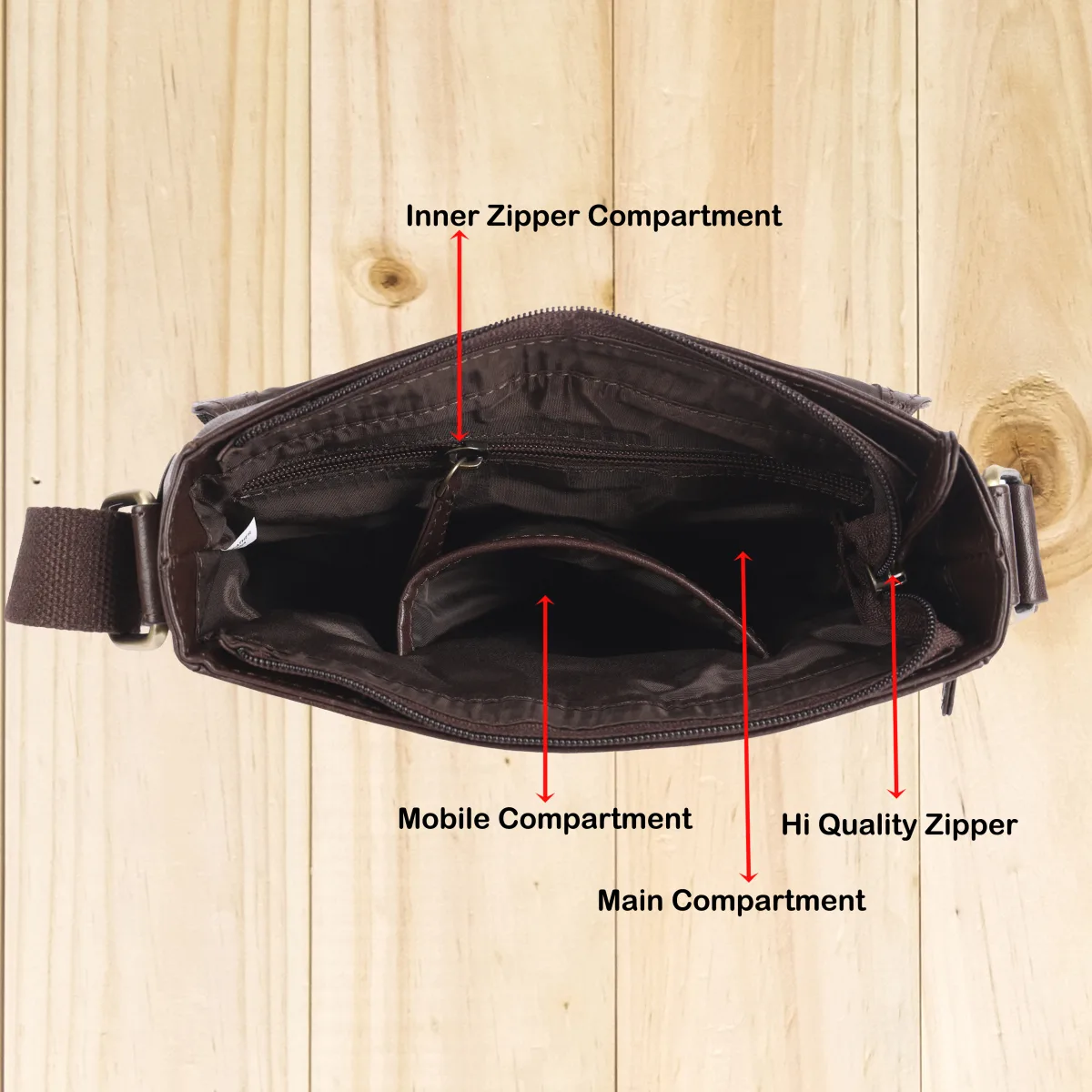 Genuine Leather Sling Bag – Brown (0607), additional view 5
