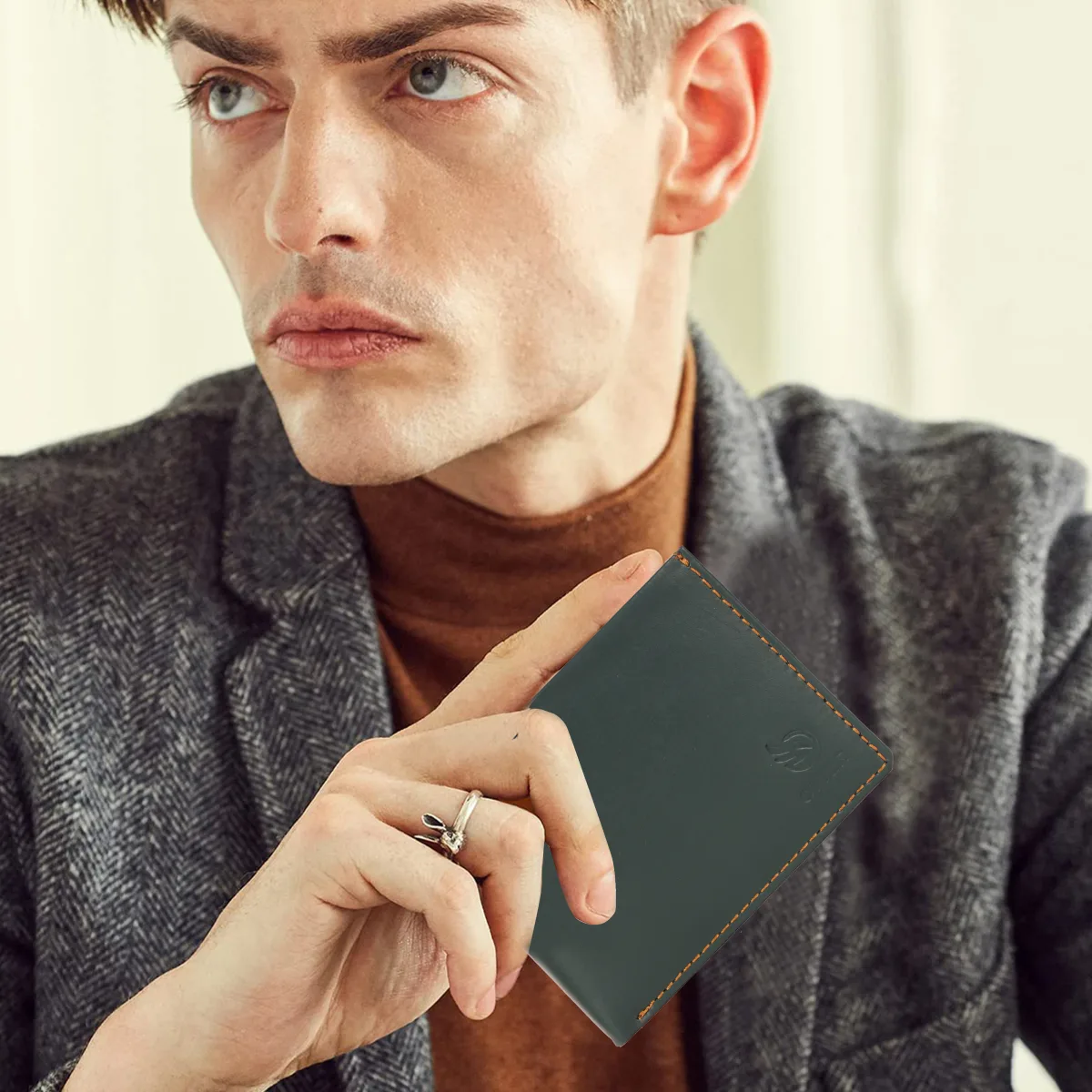 Men's 10-Card Genuine Leather Wallet – Dark Green (2232), additional view 12
