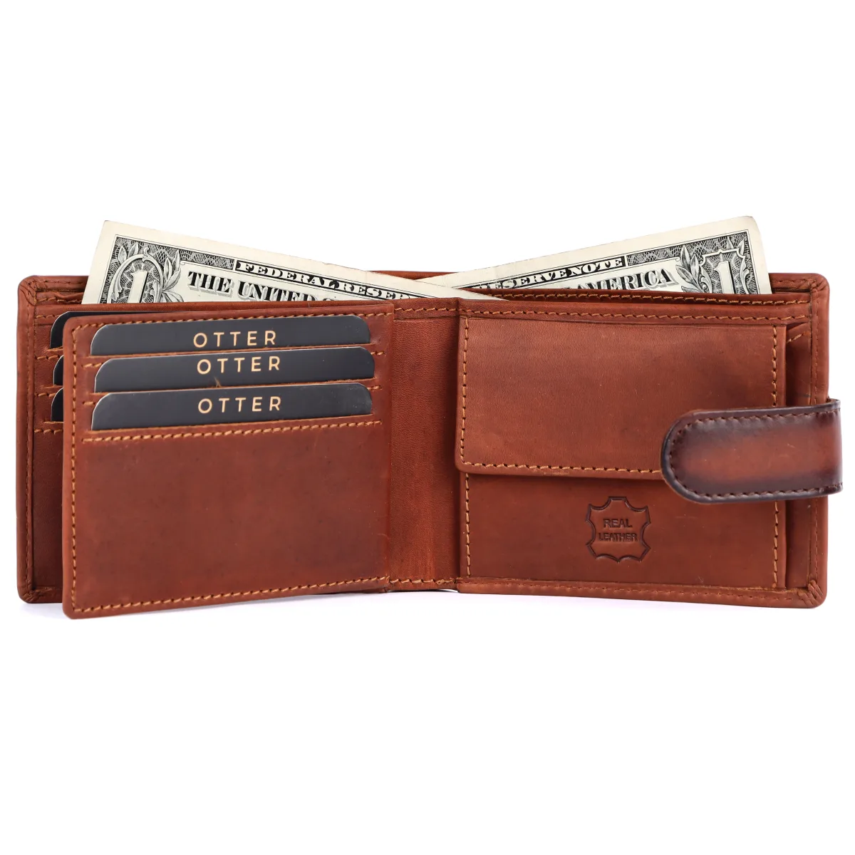 Men's 12-Card Vintage Genuine Leather Wallet – Brown (2233), additional view 3