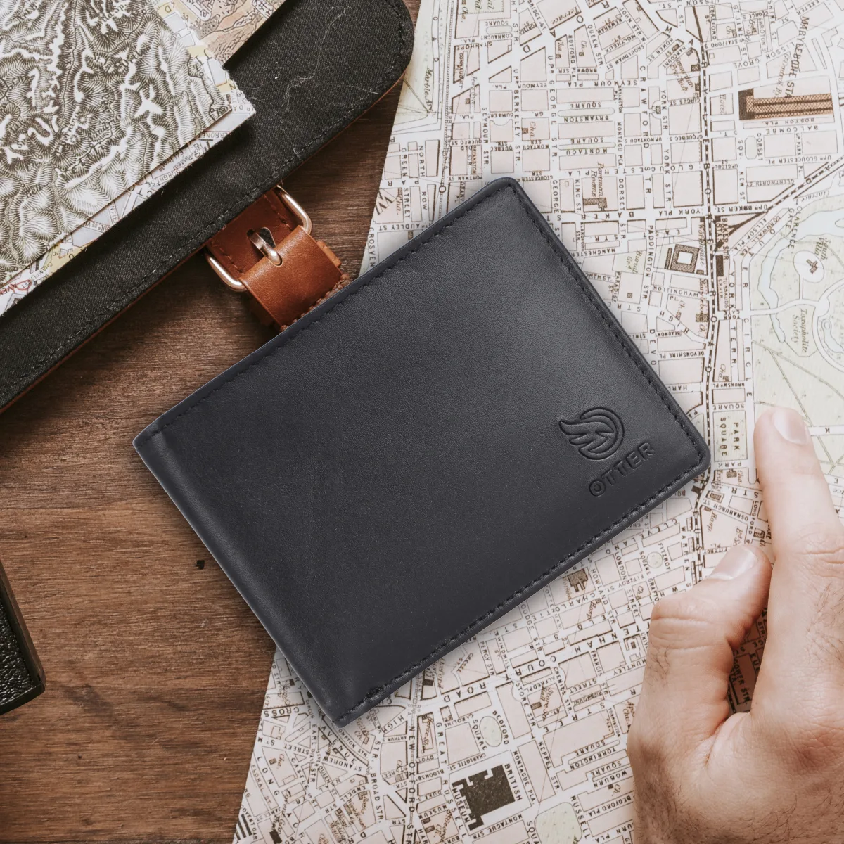 Men's 3-Card Genuine Leather Wallet with Coin Pocket – Black (2226), additional view 8