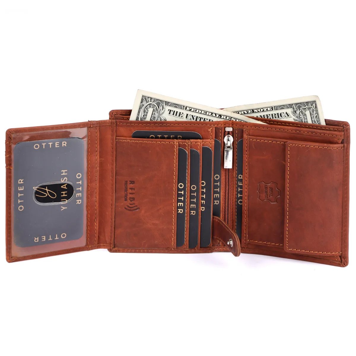 Men's 12-Card Vintage Genuine Leather Wallet – Brown (2234), additional view 5