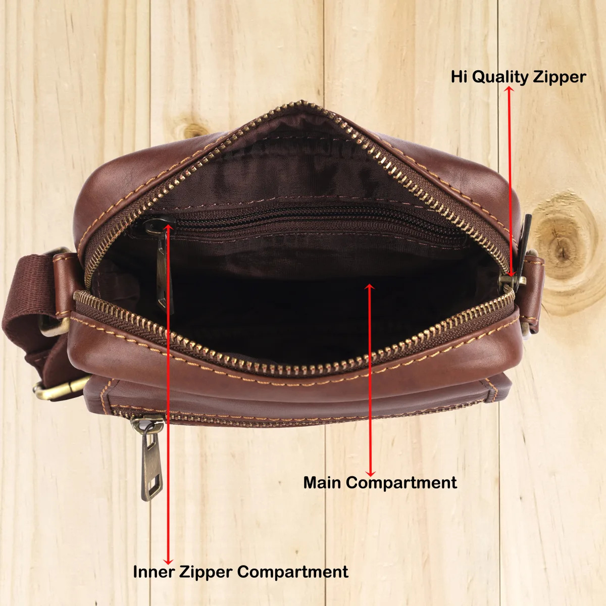 Genuine Leather Sling Bag – Brown (0606), additional view 5
