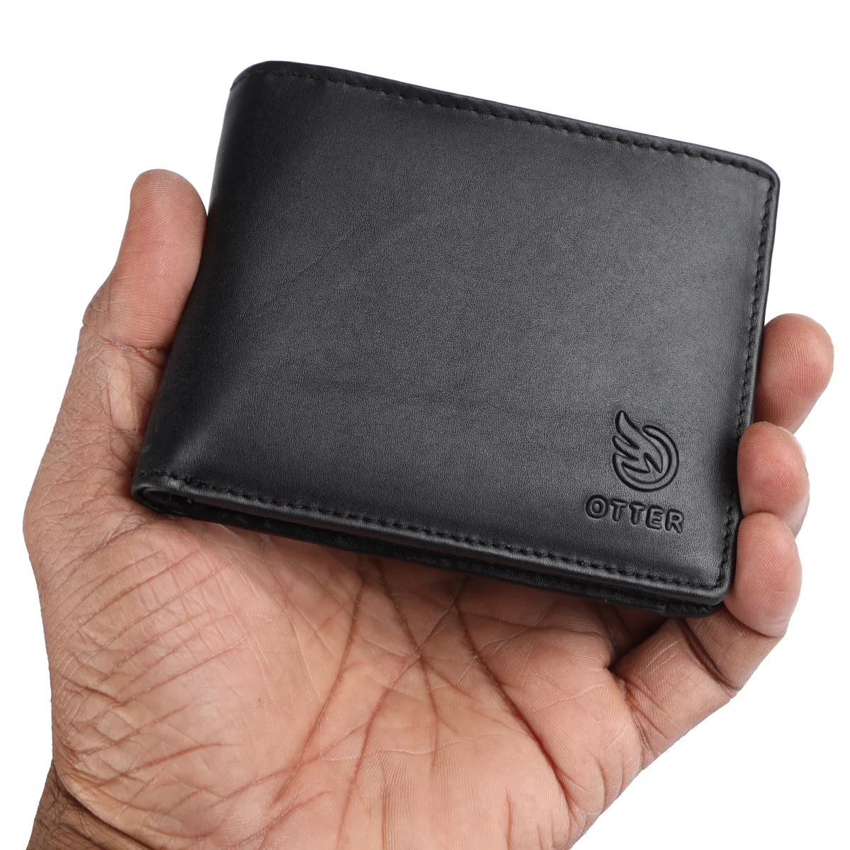 Men's 3-Card Genuine Leather Wallet with Coin Pocket – Black (2226), additional view 4