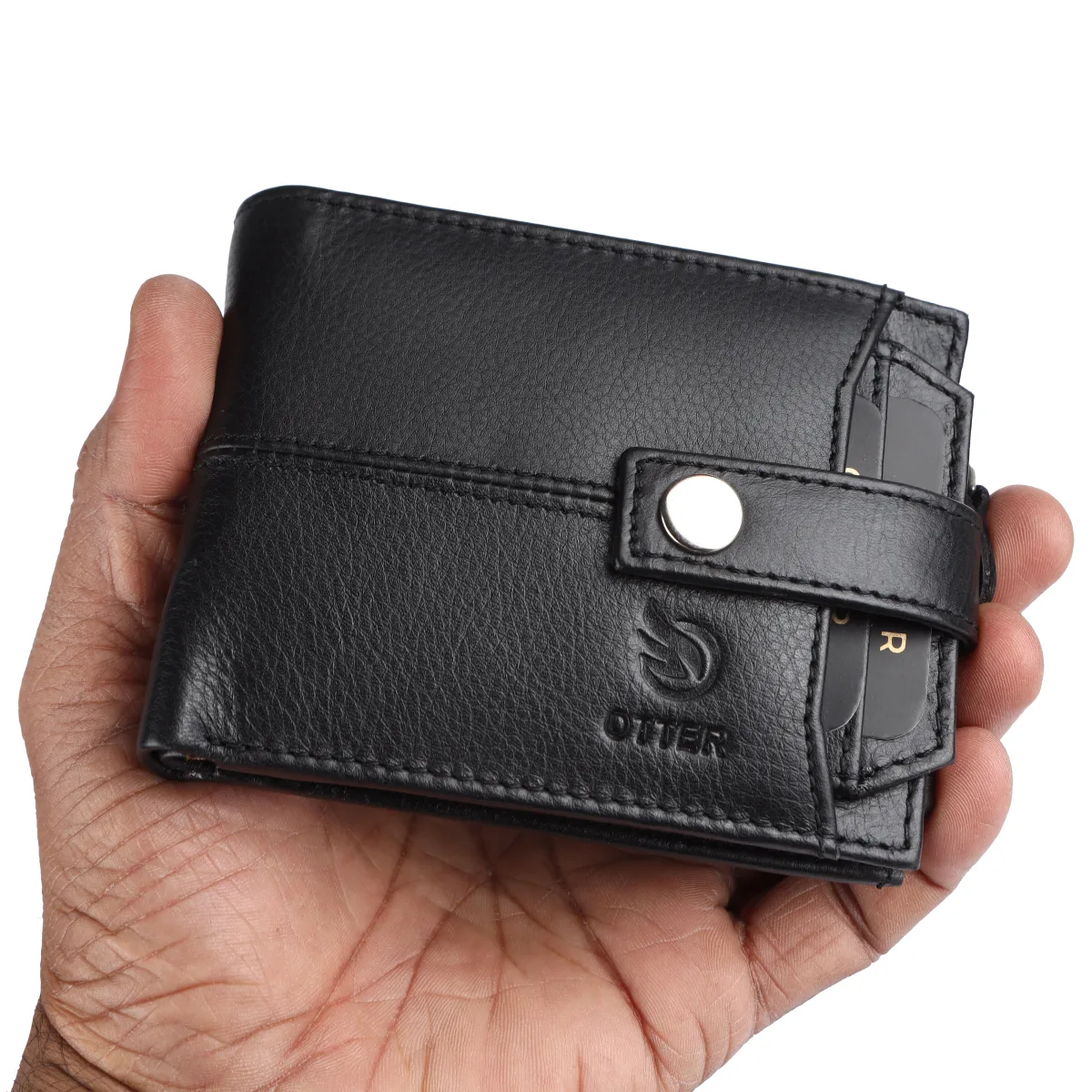 Men's 9-Card Genuine Leather Wallet with Coin Pocket – Black (2225), additional view 5