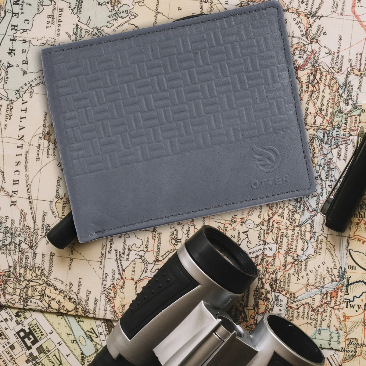 Men's 3-Card Genuine Leather Wallet with Coin Pocket – Grey (2214), additional view 7