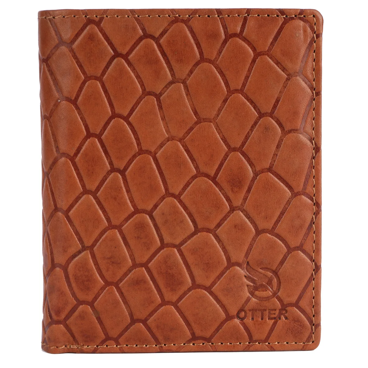 Men's Checkered-Embossed Genuine Leather Wallet – Tan (2201), additional view 4