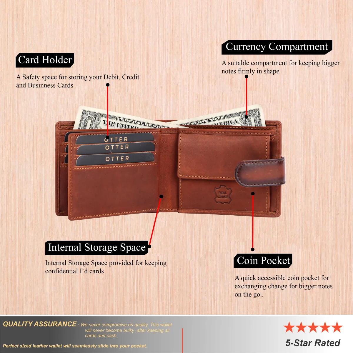 Men's 12-Card Vintage Genuine Leather Wallet – Brown (2233), additional view 11