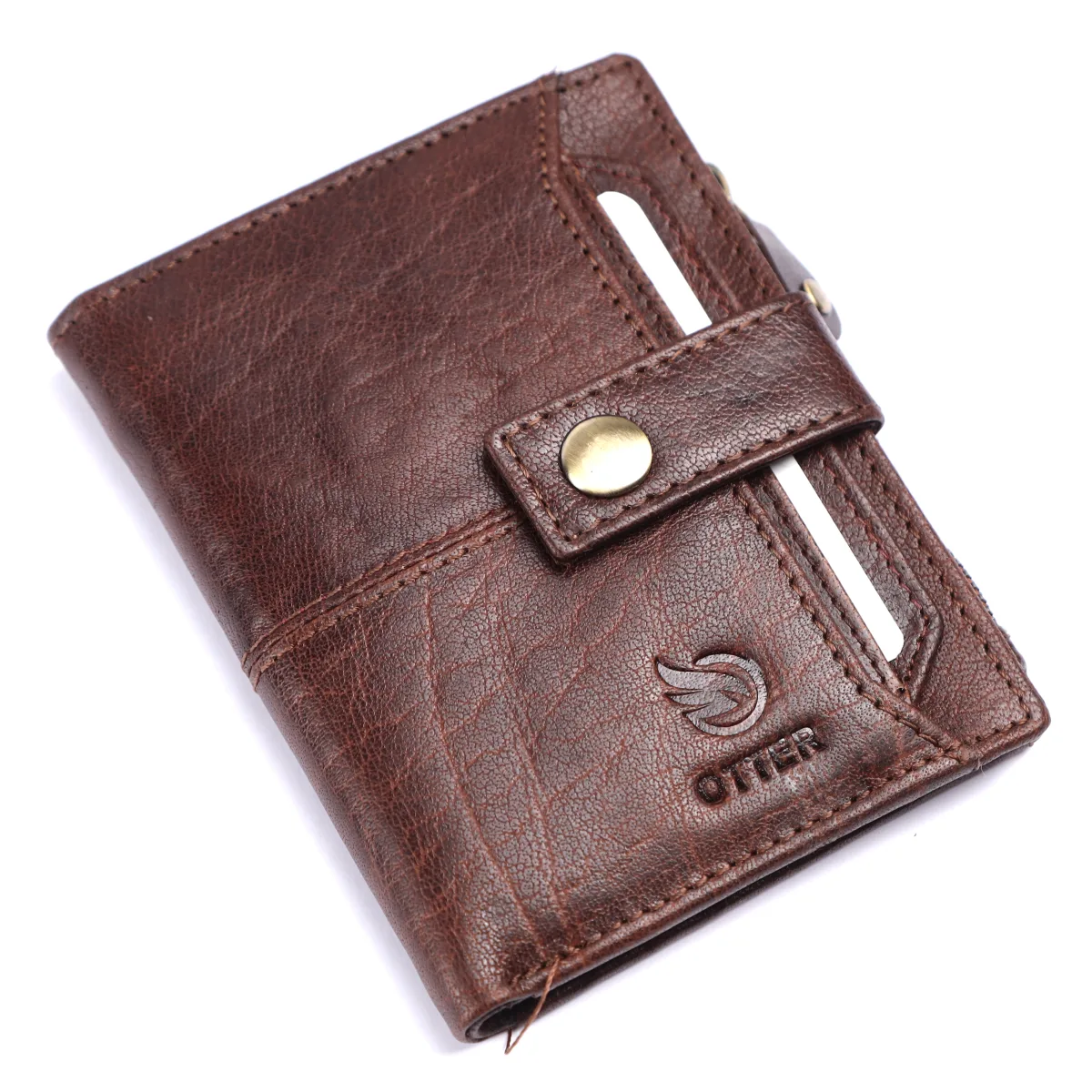 Men's 9-Card Genuine Leather Wallet with Coin Pocket – Brown (2203), additional view 4