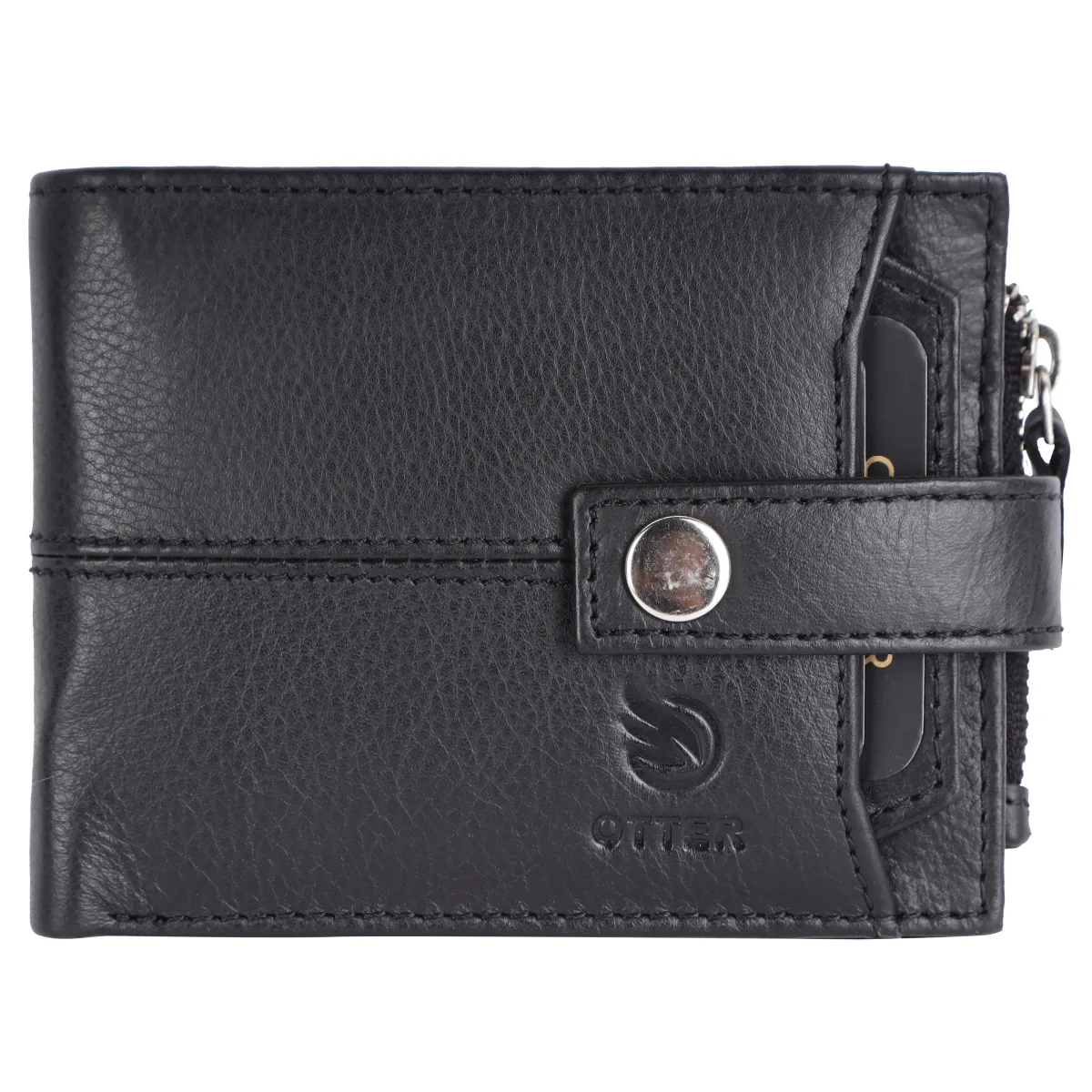 Men's 9-Card Genuine Leather Wallet with Coin Pocket – Black (2225)