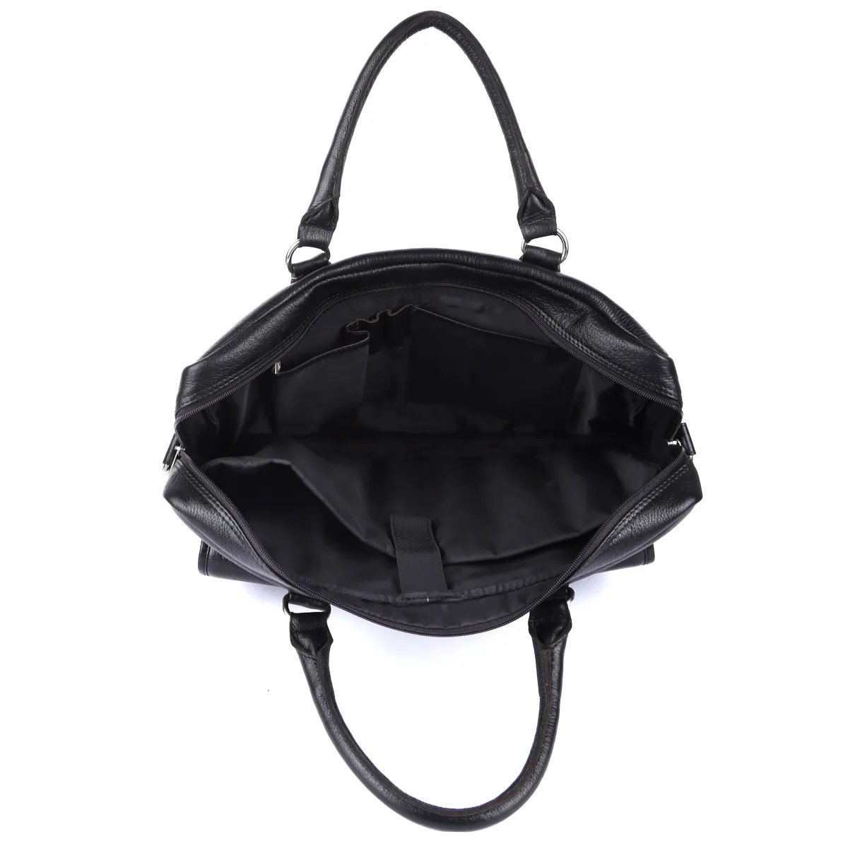 Dual-Pocket Genuine Leather Laptop Bag – Black (0604), additional view 3