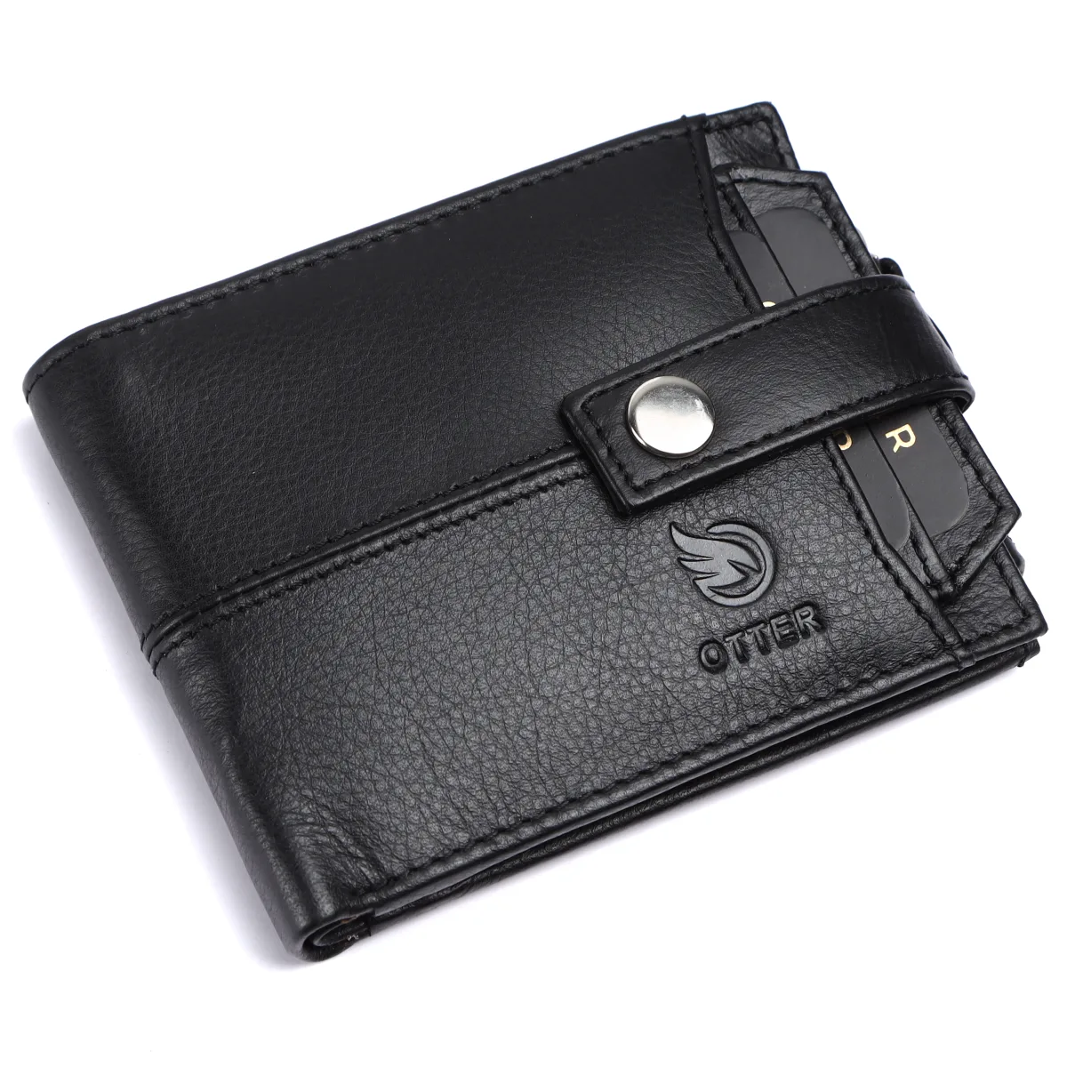 Men's 9-Card Genuine Leather Wallet with Coin Pocket – Black (2225), additional view 7