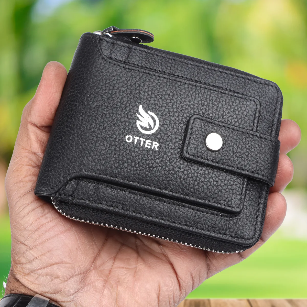 Men's 9-Card Genuine Leather Wallet with Coin Pocket – Black (2218), additional view 2