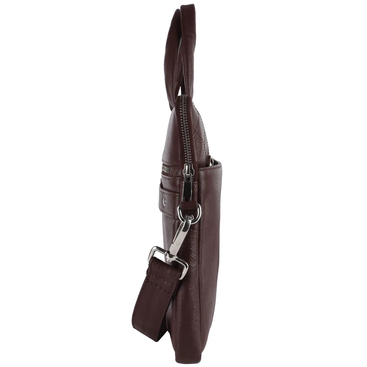 Textured Genuine Leather Laptop Bag – Brown (0603), additional view 3