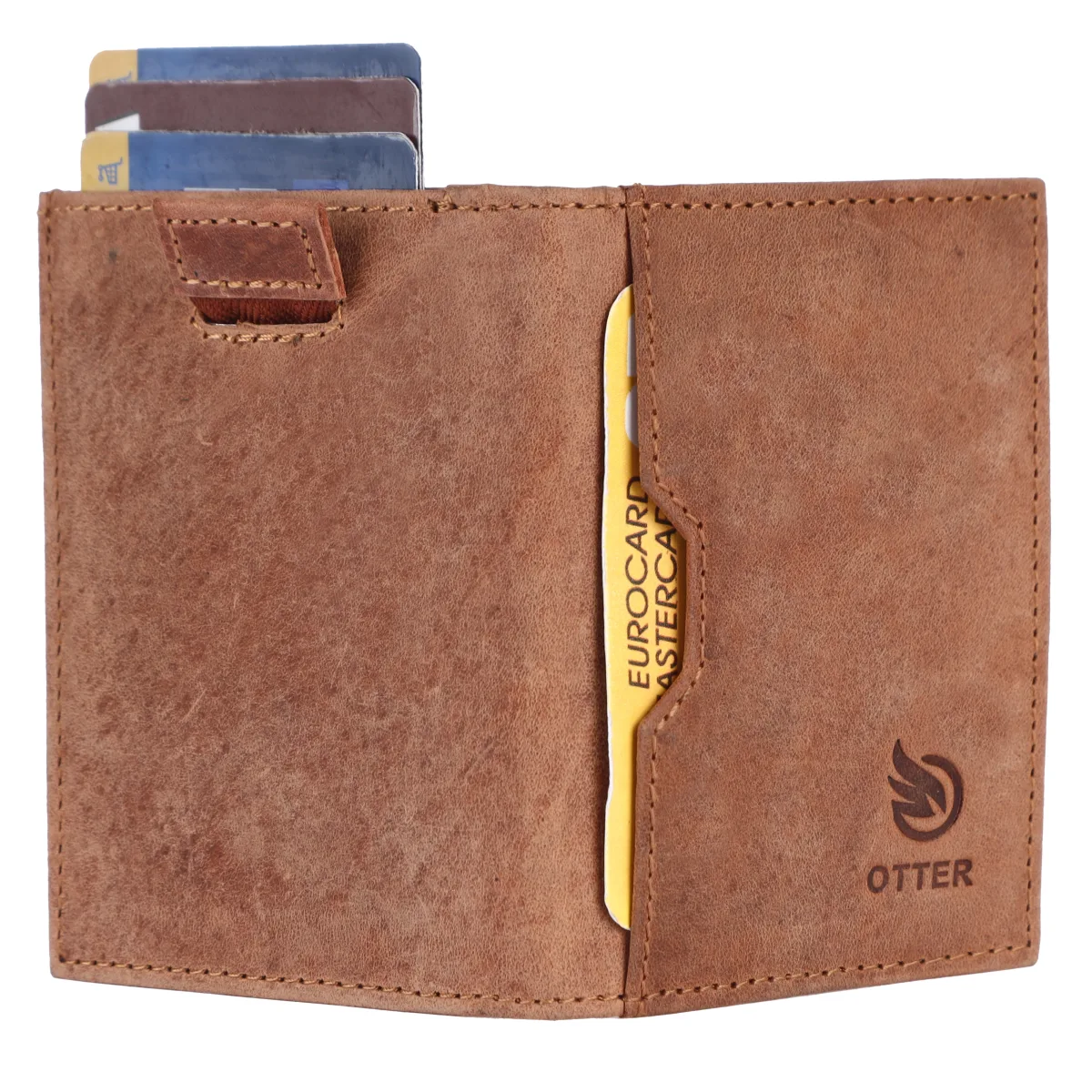 Men's 9-Card Genuine Leather Card Holder with Coin Pocket – Tan (2204), additional view 6