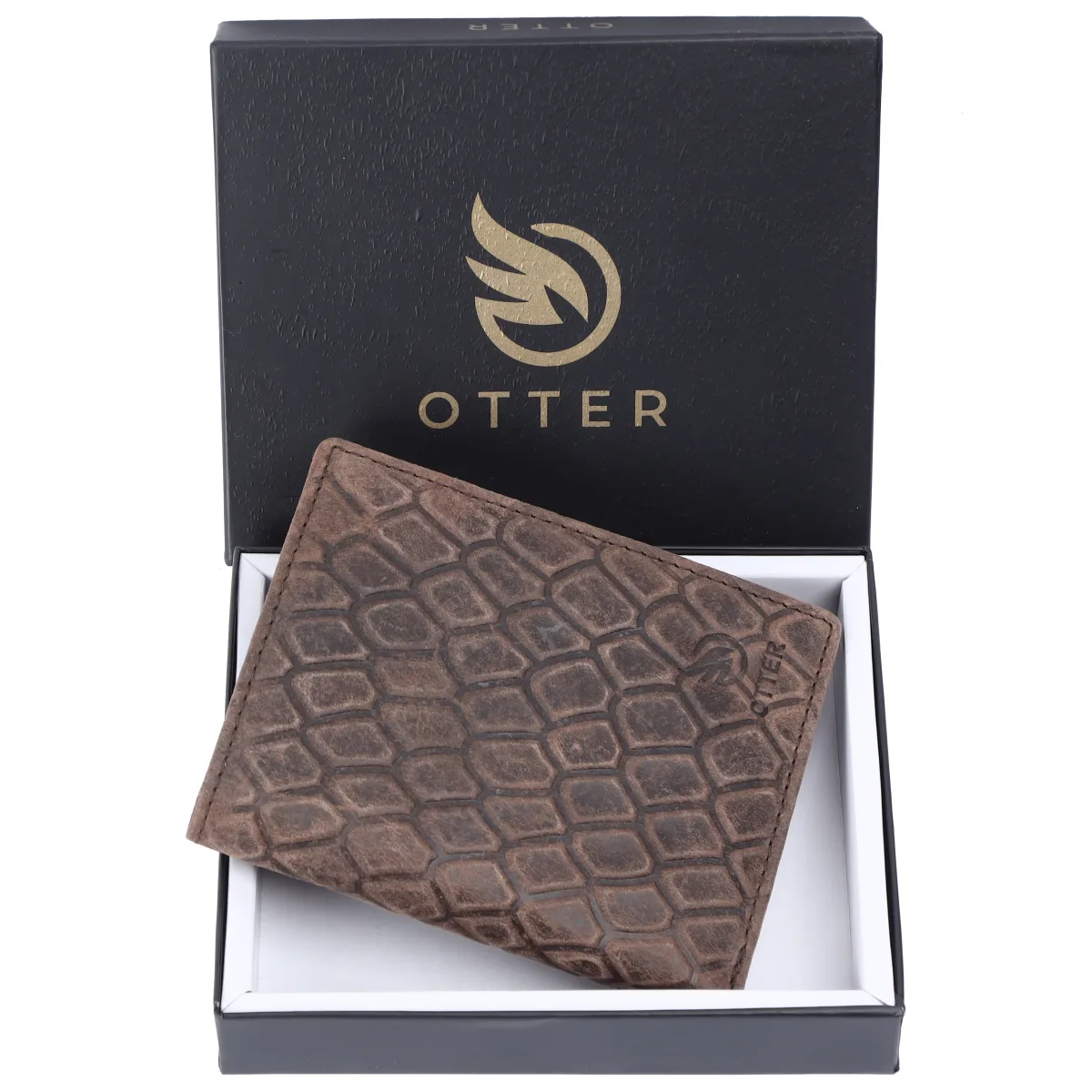 Men's Crocodile-Embossed Genuine Leather Wallet – Brown (2202)